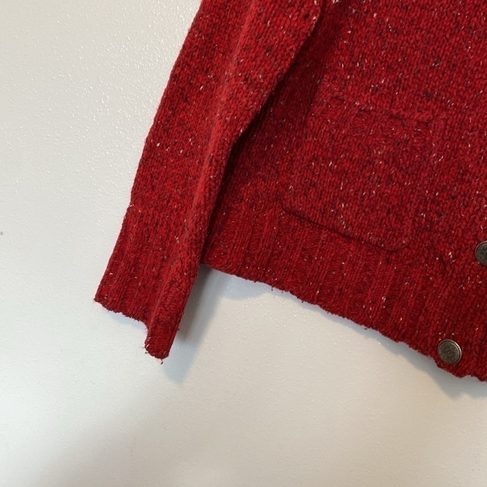 Columbia wool blend red speckled full button down cozy pocket sweater la… - Picture 5 of 10